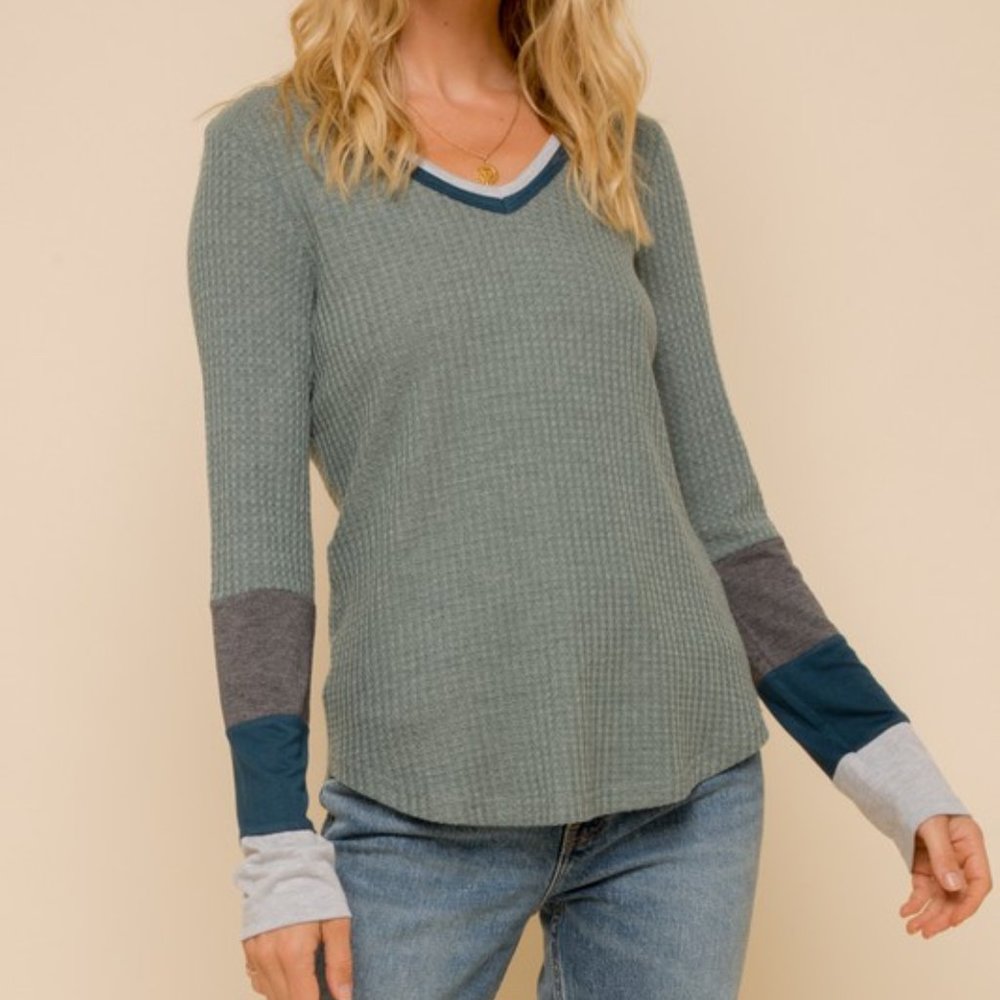 Thermal Color Block Long Sleeve Tee